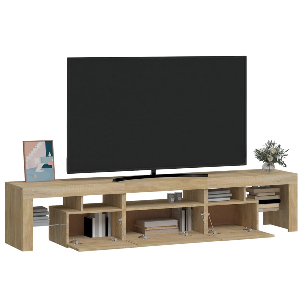 Vidaxl Szafka Pod Tv Z Oświetleniem Led, Dąb Sonoma 200X36,5X40 Cm