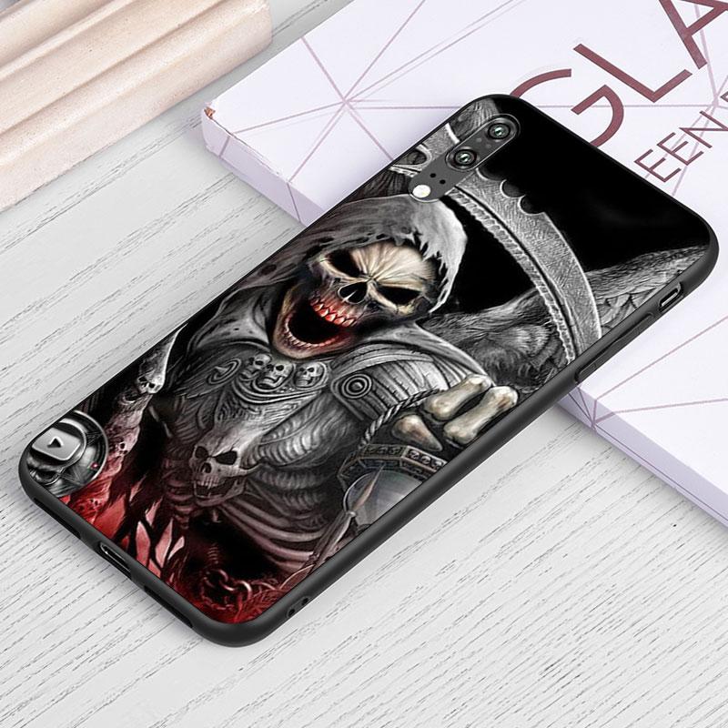 Czaszka Ponurego Żniwiarza Szkielet Dla Samsunga Galaxy A40 S A30 S A2 A20E A20 S A10S A10 E A90 A80 A70 S A60 A50S Czarny Miękki Pokrowiec na Telefon