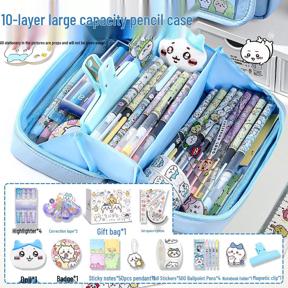 Chiikawa Cute Badge Pencil Case for School-Age Kids
