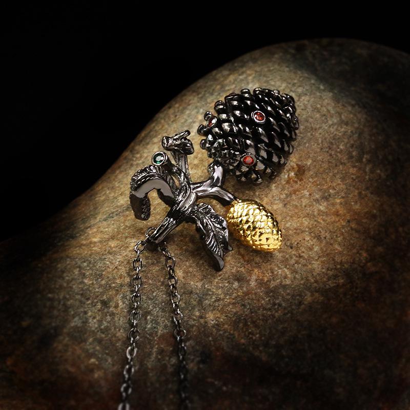 Collana a Bocciolo Bohemia Nero Oro Vintage per Donna Nobile 925 Delicata Catena Corta Choker Rubino