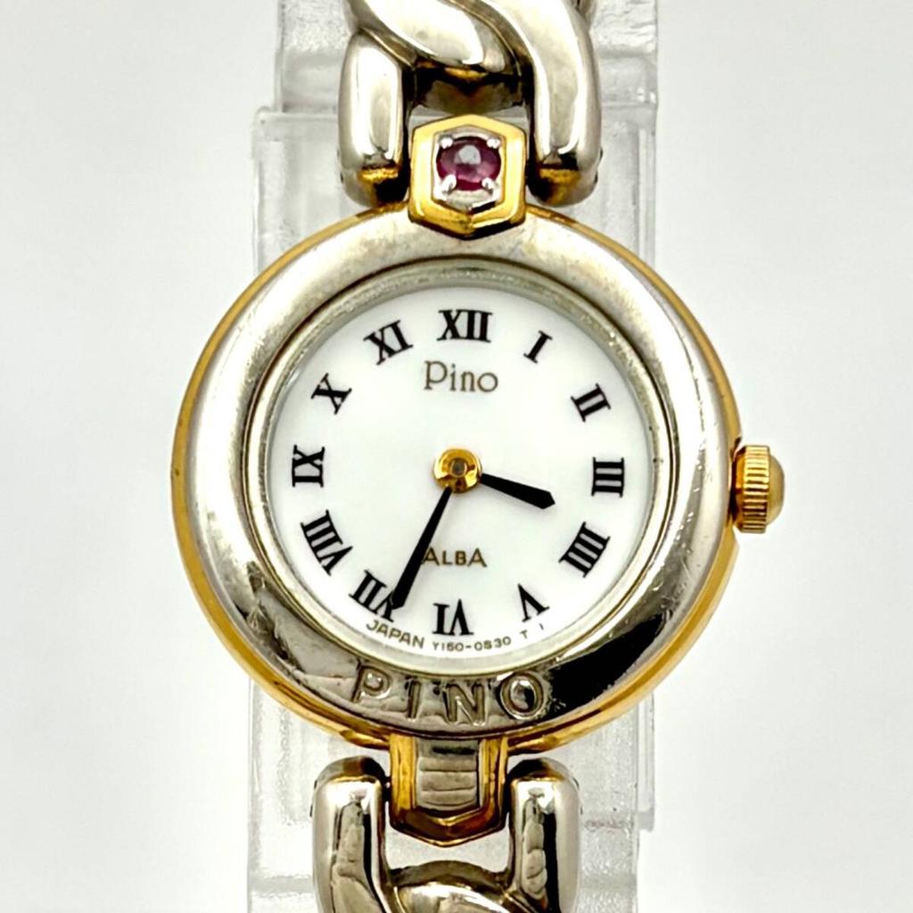 SEIKO ALBA Pino Watch with Colored Stone Roman Numerals 330353 [New Battery] Women's Y150-0G20