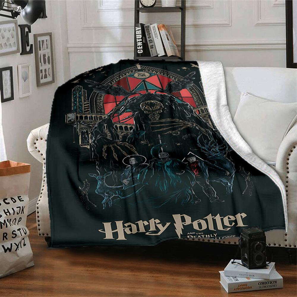 1pc Harry Potter Flannel Throw Blanket - HD Printed Lightweight Soft Warm All-Season Blanket for Sofa, Bed, Travel, Camping 097