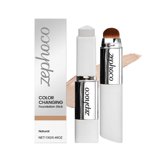 13G Color Changing Foundations Stick Double Head Foundations Stick with Brush Lightweight Hydrating Full Coverage Concealer Cream Stick