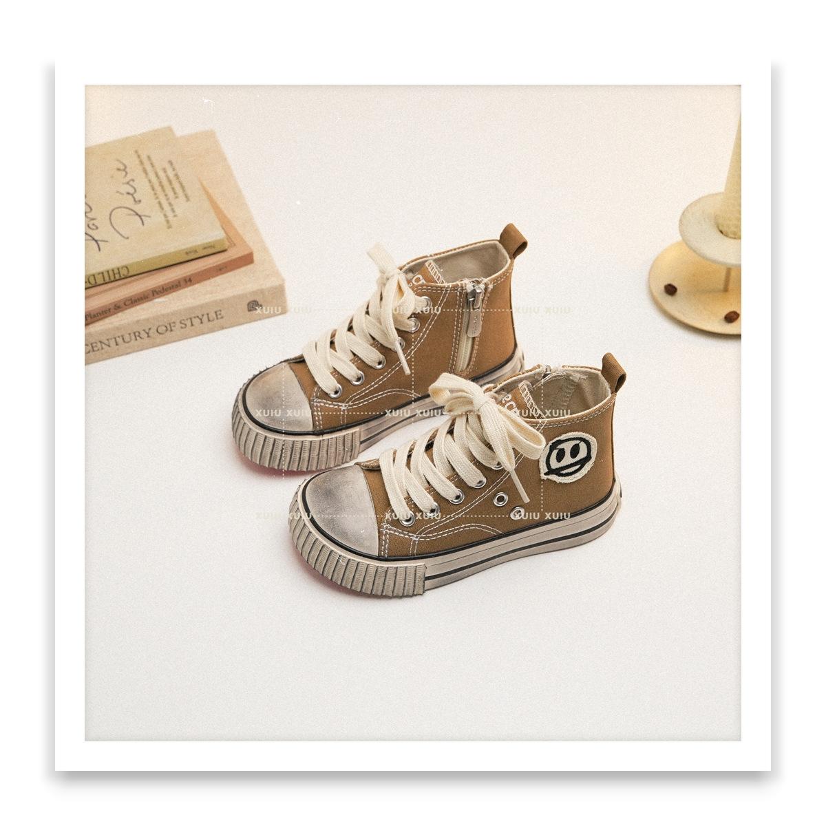 

XSHX Крутой плейбой корейская версия грязных детских парусиновых кед для скейтборда весенние высокие на молнии сбоку [Обувь Вэньчжоу] 30