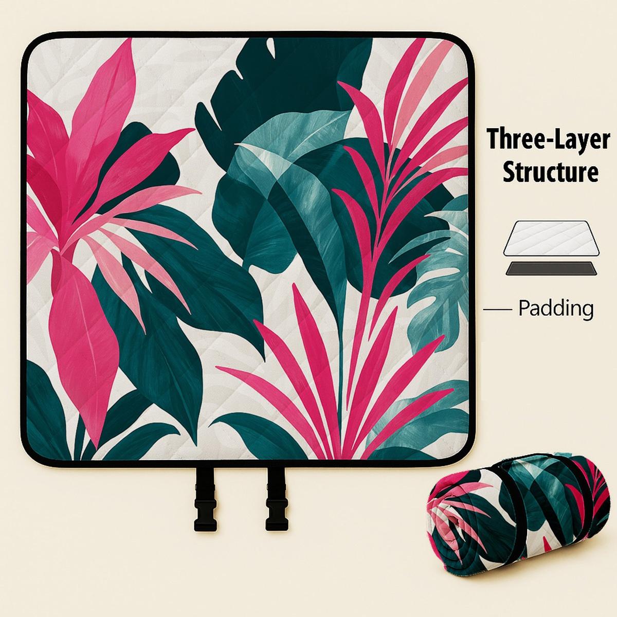 

[Яркий плед для пикника] Большой мягкий стеганый складной плед для пикника | 78x78 дюймов, трехслойный дизайн, красочный цветочный 200cm*200cm