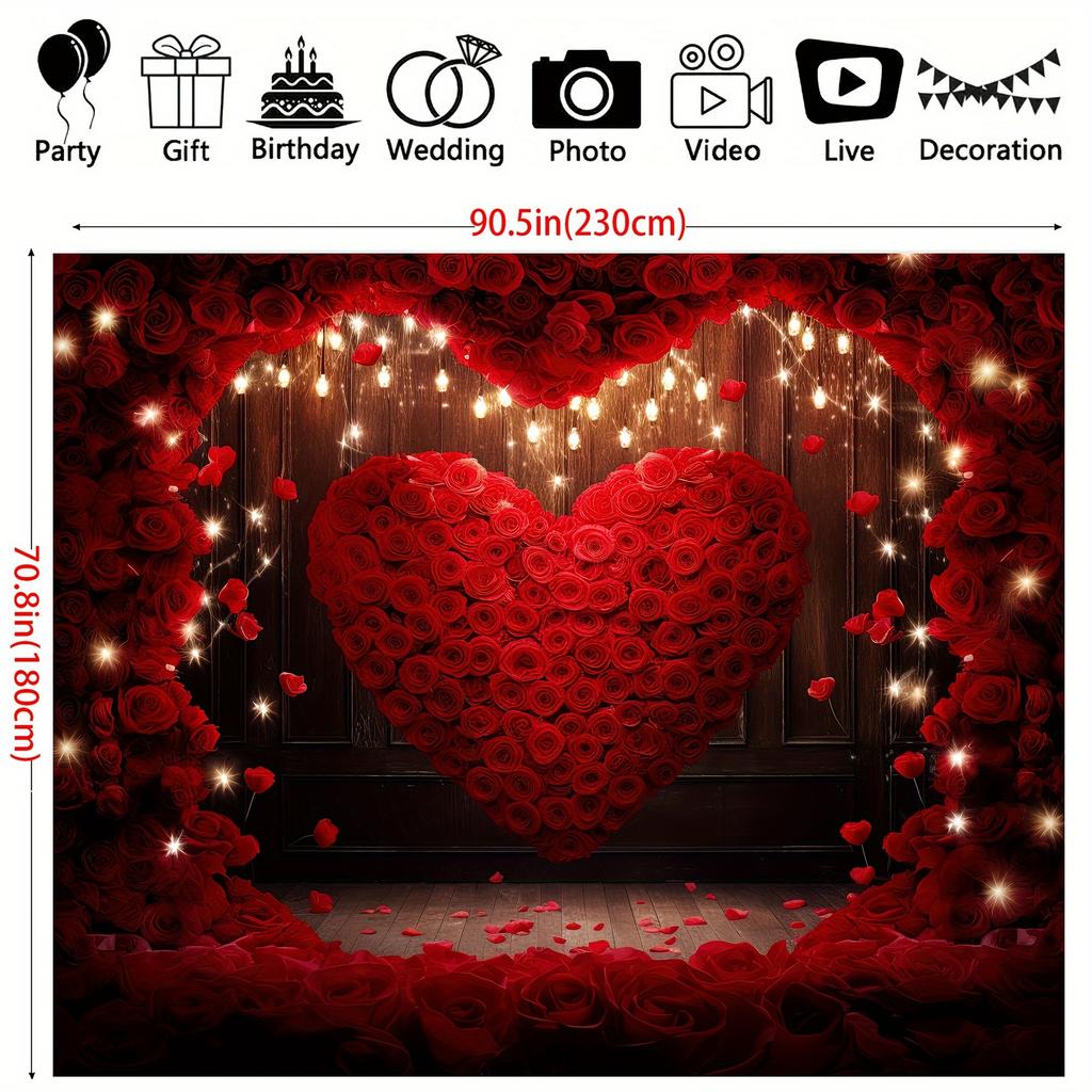 Fond de photographie de roses rouges Mur de fleurs Fond pour la Saint-Valentin Décoration de fête de mariage Mariée Fête des Mères