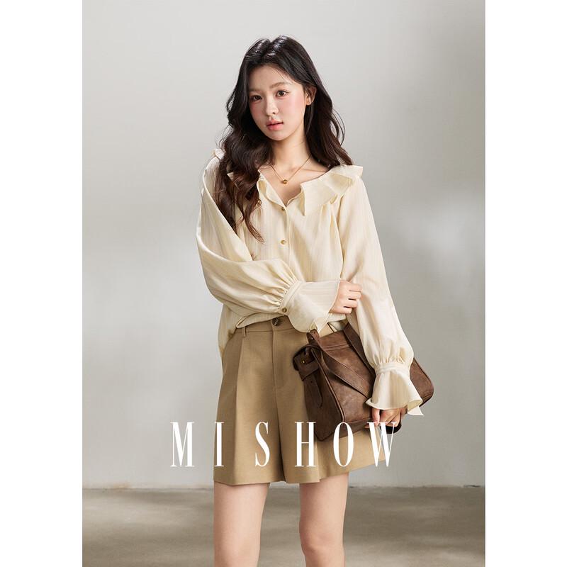 Elegant French Ruffle Long Sleeve Blouse M