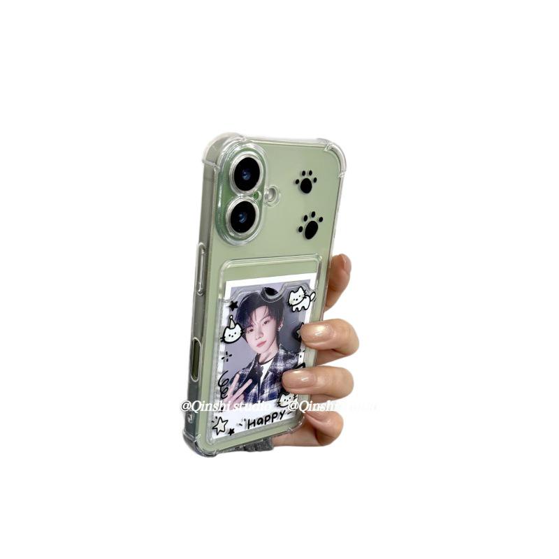 Kitten Card Holder for Apple iPhone 17 Pro Max, 16, 15, 14, 13, 12, 11 - Soft Case Attachment
