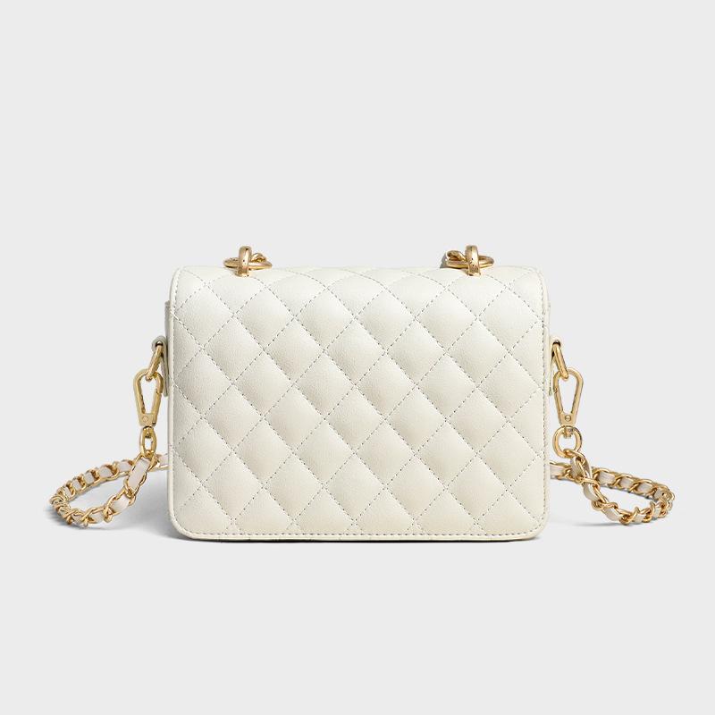 Summer leather women's bag small square bag rhombus premium chain bag messenger bag