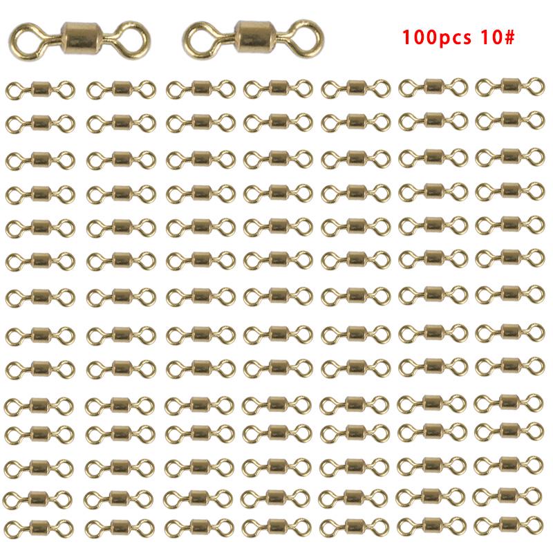 50pcs//100pcs Fishing Connector Ball Bearing Swivel Solid Ring Barrel Roll Swivel