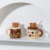 Ceramic Cup Cute with Lid Breakfast Creative Coffee Cup Home Office Girl Couple Water Cup Straw Cup