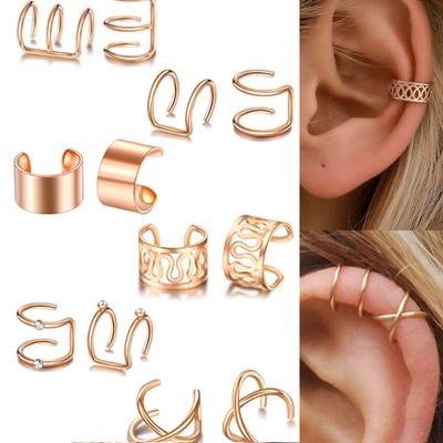 12 ks/sada náušníc s listami, klipsňové náušnice pre ženy, náušnice bez piercingu