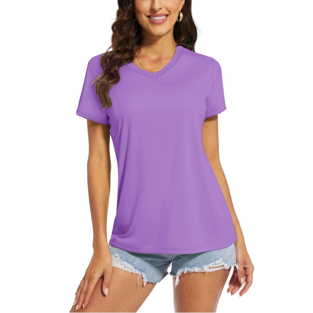 TACVASEN UPF 50+ Summer Short Sleeve V-Neck T-shirts Womens Sun Protection T-shirts Quick Dry Hiking Running Tee Shirts Tops