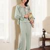Spring and Autumn Soft Wind Sleepwear Women's Long-sleeved Lace-up Knee-length Pants Two-piece Set That Can Be Worn Outside