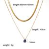 Trendy Fashion Color Zircon 18K Gold Plated Stainless Steel Water Drop Birthstone Pendant Stacked Collarbone Necklace for Women