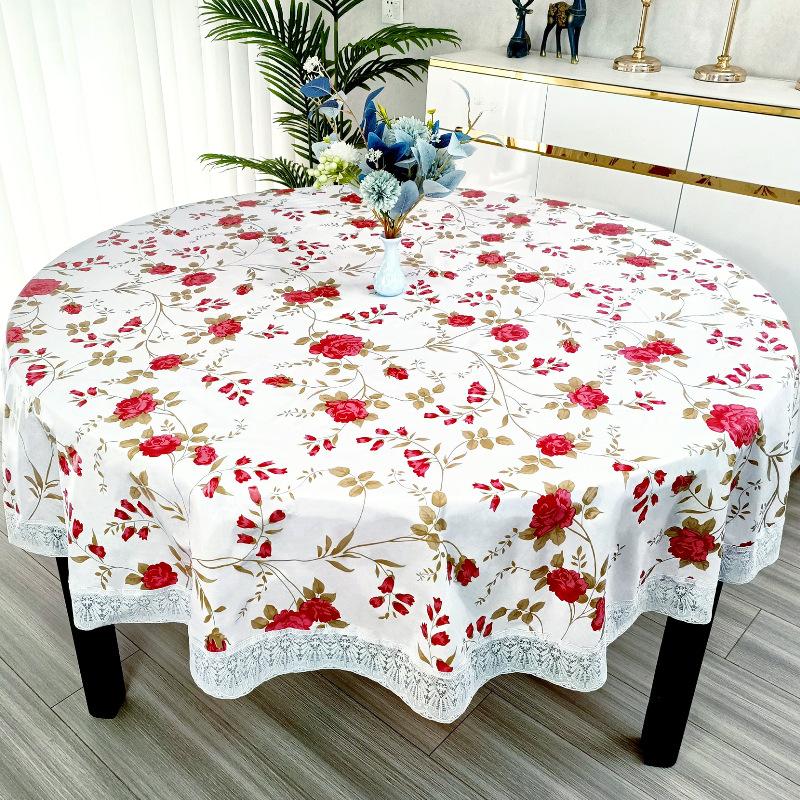 Large Round Dining Table Cloth Waterproof, Oil-Proof And Anti-Scalding Leave-In Coffee Table Tablecloth Household Living Room Hotel Thickened