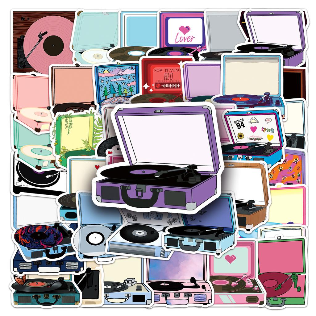 50 Record Record Machines with Small Personality, Fresh and Trendy Cool Decorative Water Cup Suitcase Laptop Stickers