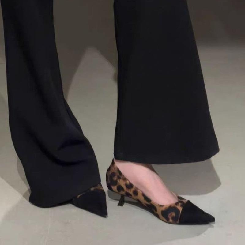 Fashion Sexy Leopard Women High Heels Shoes Pointed Toe Heeled Sandals Dress Party 2025 Summer New Brand Woman Pumps Zapatillas De Mujer