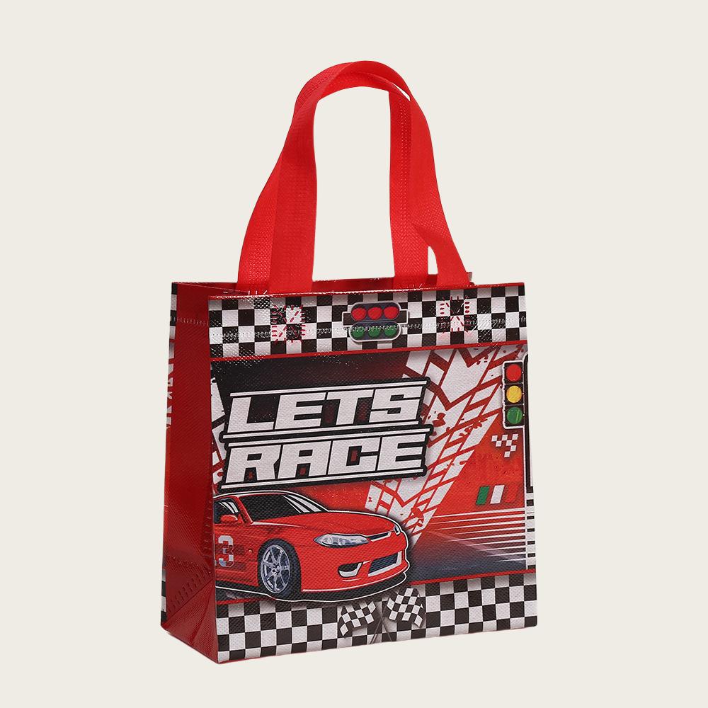 Race Car Themed Reusable Non Woven Tote Bags, 12/30pcs, Perfect for Kids’ Birthday Parties and Fun Events, Packing candy