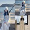 Korean Style Solid High Neck Shirt & Loose Vest Dress Set for Women