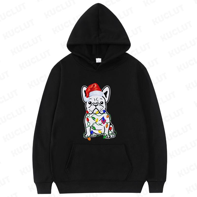 Funny French Bulldog Dog E Christmas Hoodies Woman Y2K