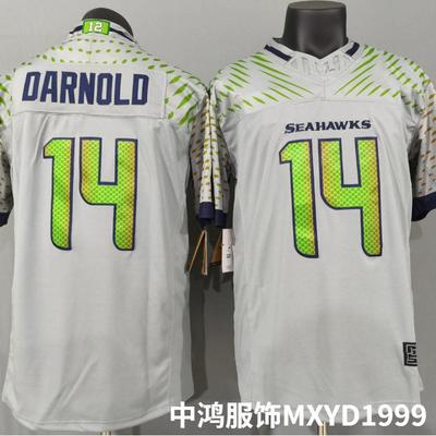 Maglia da Football Unisex Seattle Seahawks 14 Darnold Edizione Limitata Ricamata a Gradiente