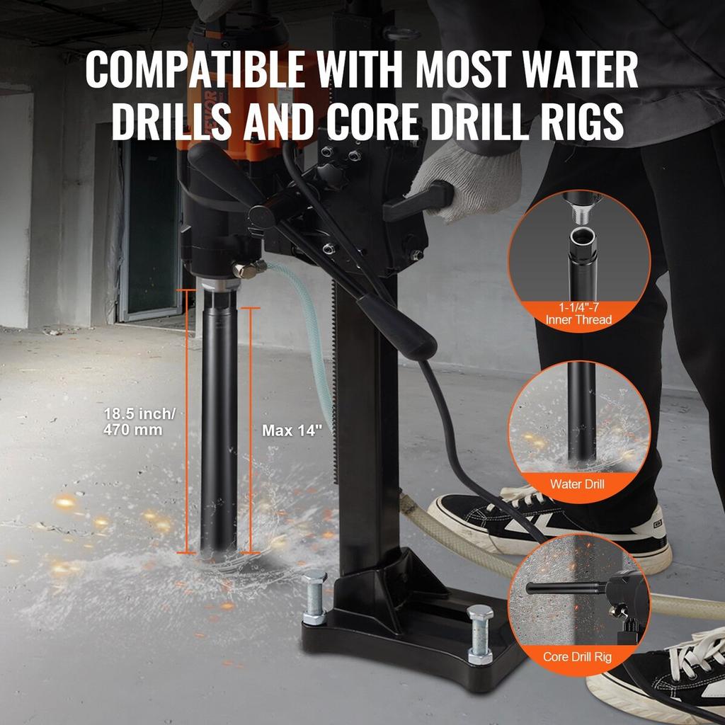 Core Drill Bit, 2" Wet Diamond Core Drill Bits, 14" Drilling Depth Concrete Core Drill Bit with Saw Blade, 1-1/4"-7 Inner Thread, Laser Welding,