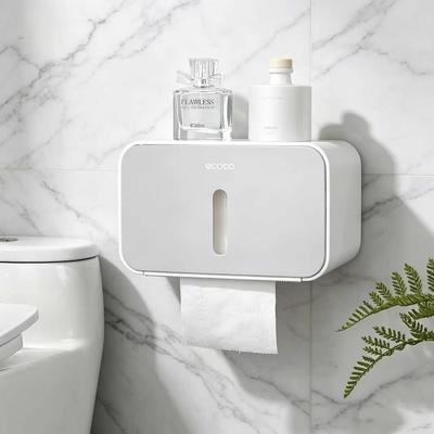 Waterproof Toilet Tissue Box, No-drill Installation, with a Shaft, Creative Toilet Roll Paper Dispenser, Wall-mounted Storage Rack