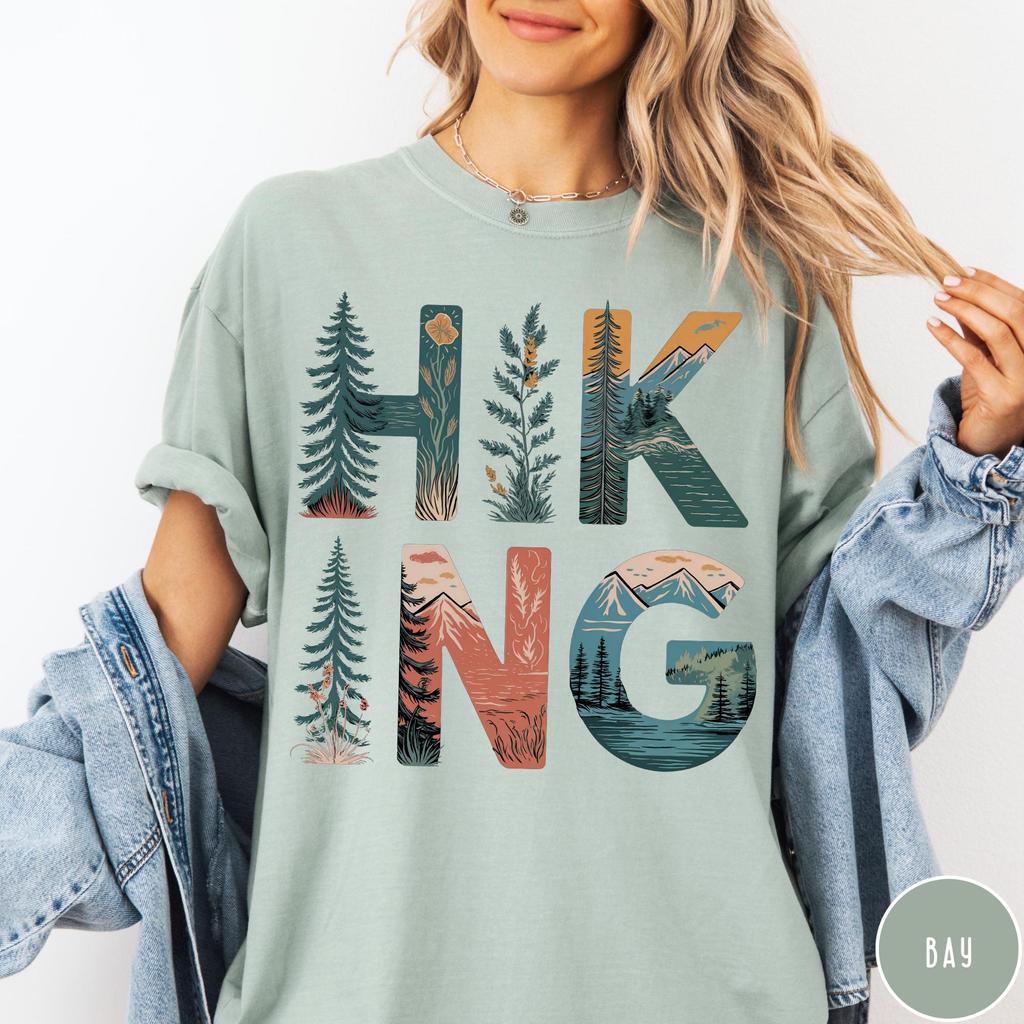 Hiking T-Shirt, Retro Nature Shirt, Outdoorsy Tshirt, Hiker Shirt, Camping Oversized Graphic Tee, Trendy Hiking Shirt