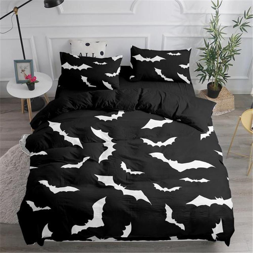 Halloween Duvet Cover Set Flying Vampire Bedding Set Bats Witchcraft Magic Polyester Comforter Cover King Size for Boys Girls