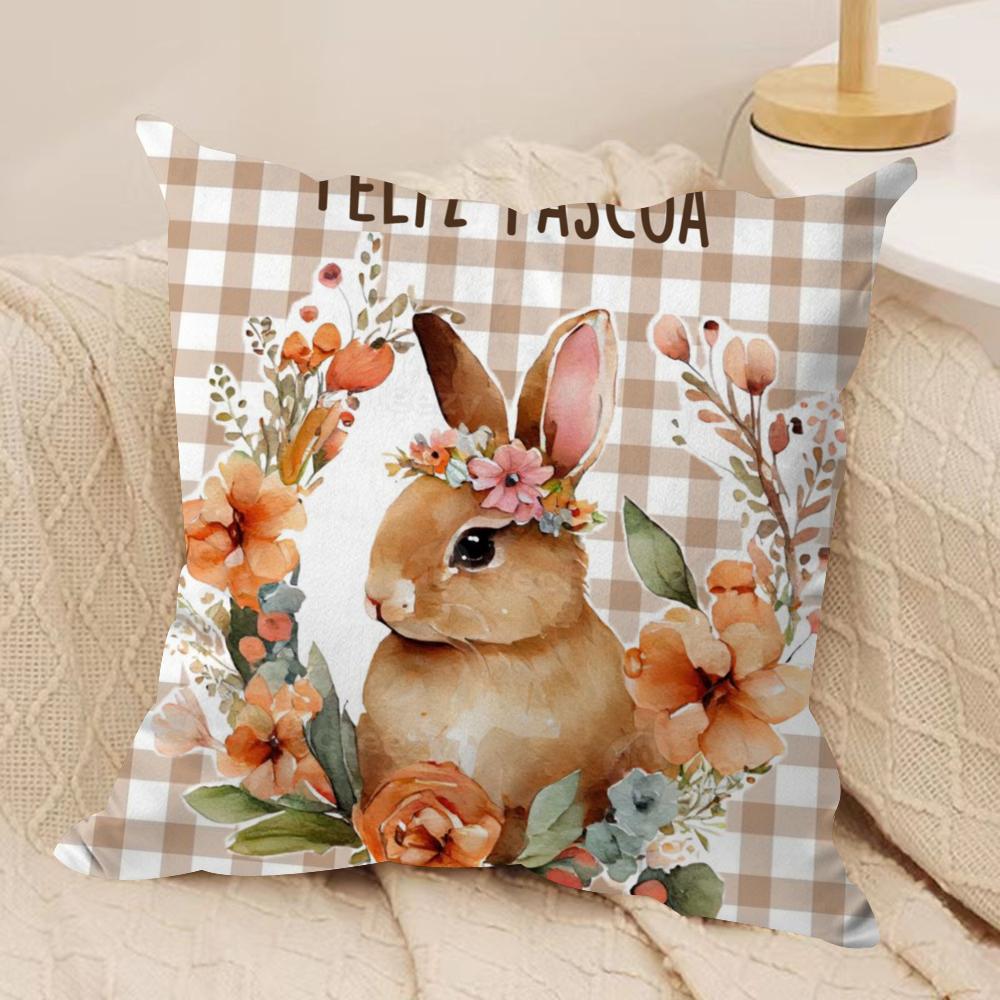 Easter Classic Cute Bunny Cushion Cover Soft Plush Pillow Cover DoubleSided Printed Sofa Cushion Summer Home Decor Gift