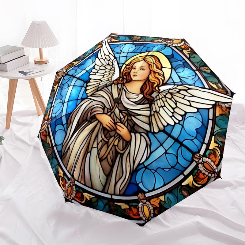 1pc Angel Wings Automatic Folding Umbrella - Design, Durable Iron Frame for Travel, Outdoor, Beach Fashion Accessory a0920057