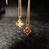 Italian Brushed Craftsmanship Retro Court Style Bratti White Fritillary Four-Leaf Clover Necklace Female Onyx Collarbone Chain