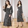 French Retro Fairy-Inspired Slim-Fit Floral Midi Dress for Women