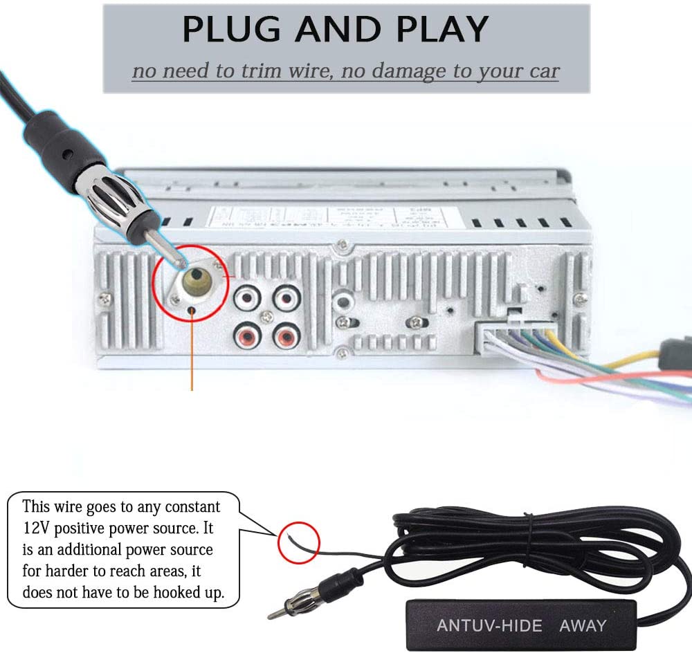 Universal Car Hidden Amplifying Antenne 12v Elektronisk Fm/am Radio Antenne