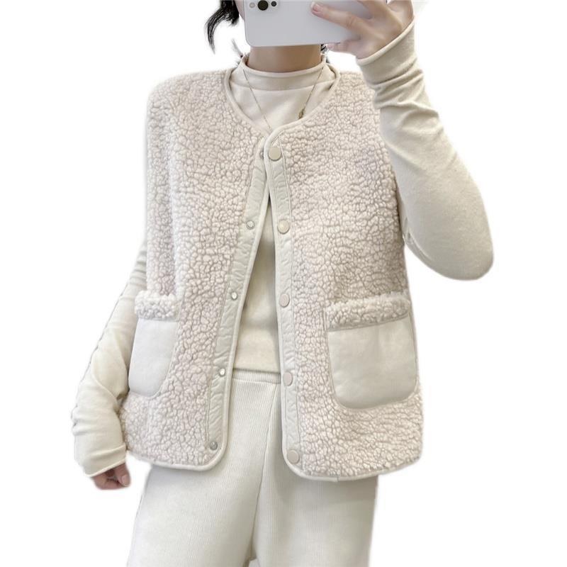 Women's 2023 Autumn/Winter Leather & Fur Lambswool Waistcoat Vest - Short & Stylish