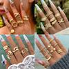 Accessories, Niche Trend Design Glossy Rings, Exaggerated Geometric Curved Open Joint Ring Set