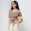 Knitted T-shirt: Summer solid color design, short-sleeved temperament, anti-aging women's top