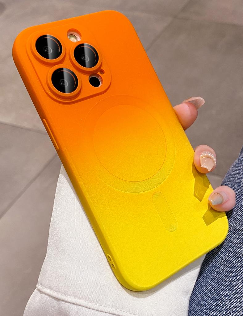 Modne Etui Silikonowe z Kolorowym Gradientem dla iPhone 14 13 12 11 Pro 14Pro Max Plus Luksusowe Pokrowiec do Bezprzewodowego Ładowania Magsafe