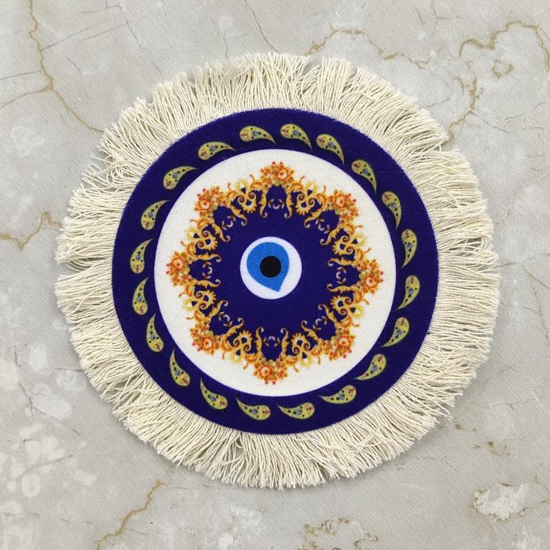 Tea Cup Pad Circular Mouse Wrist Guard Pad Dining Table Coffee Pad Retro Bowl Pad Patterned Design