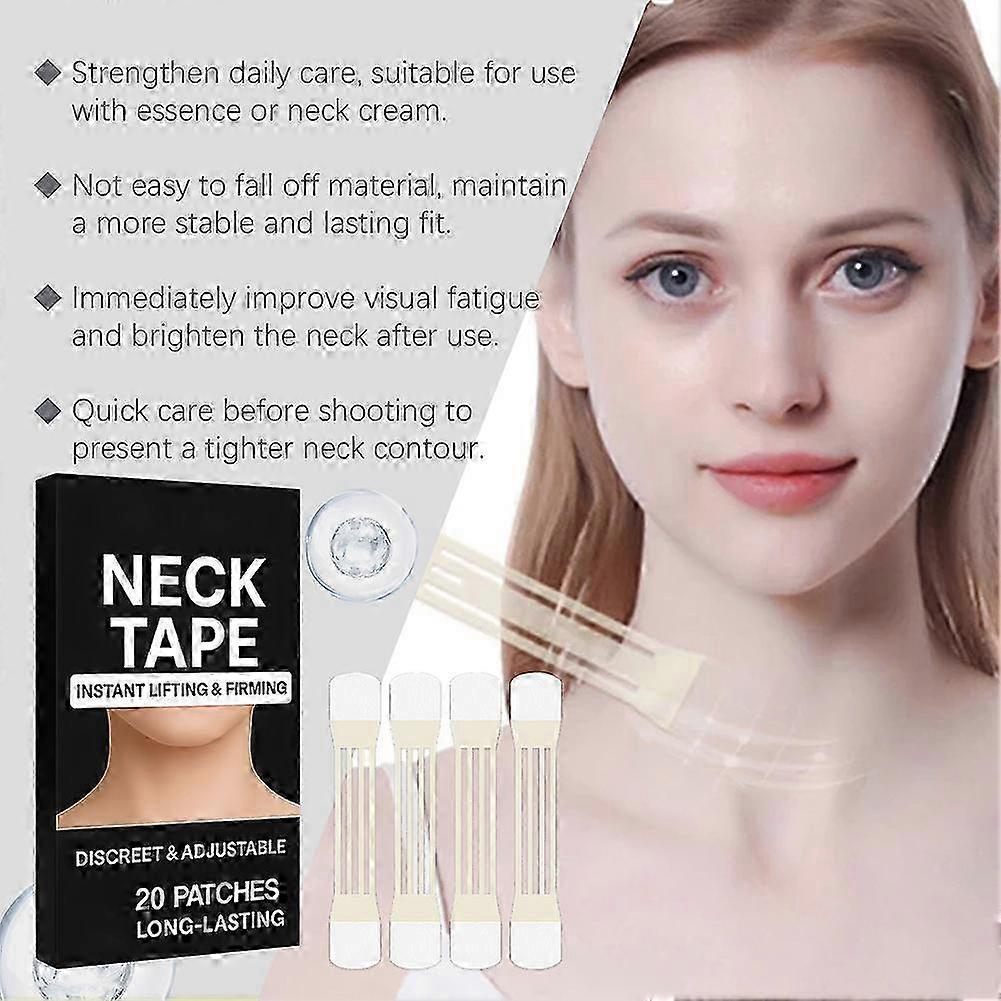 20pcs Neck Firming Tape, Instant Lift Neck Tape, Double Chin Removal, Anti-Aging Wrinkle Removal Neck Patch 25-26
