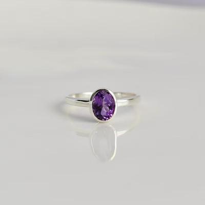 Amethyst Edelstein Ring Handgefertigter Silberring Damenring, Geschenk für Sie, Stapelring