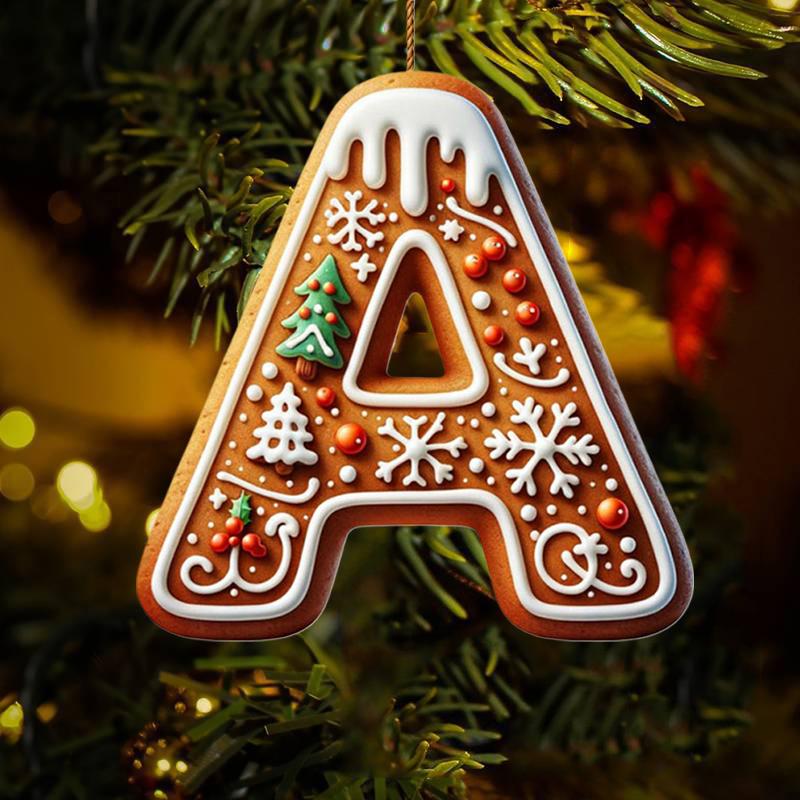 Acrylic A to Z Letters Ornaments, 26 Letter Creative Christmas Tree Decoration Pendant, Hanging 2D Flat Alphabet Letters Decor