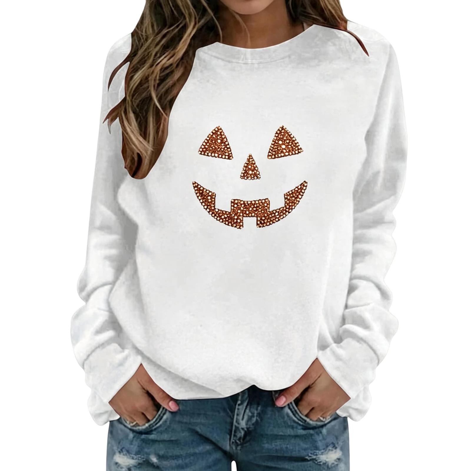 Ladies fashion casual Halloween printed pullover sweater XL