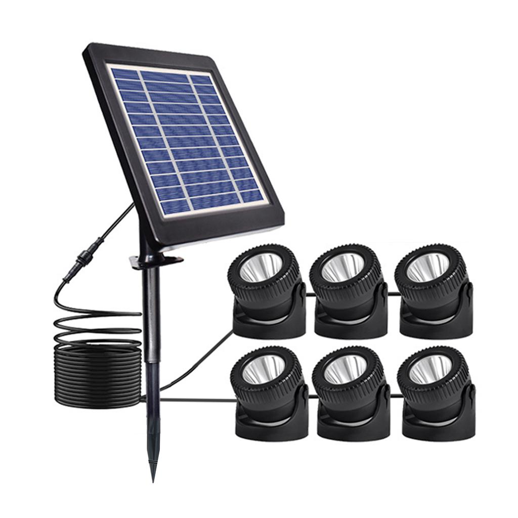 6 Pack Solar Underwater Lights RGB Solar Pool Lights IP68 Solar Powered Garden Landscape Lights with Adjustable Heads