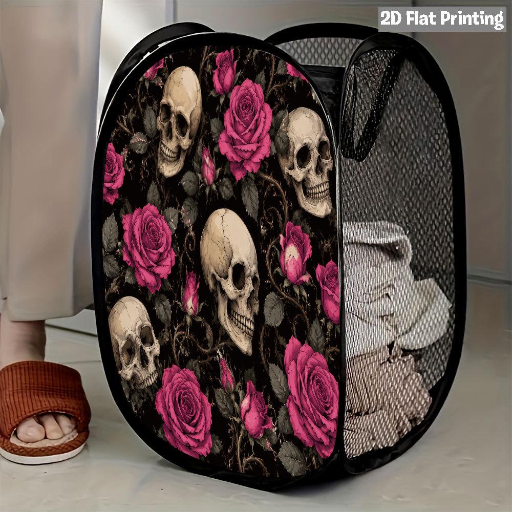 1Pcs Halloween Series 4 Pop-Up Laundry Hamper Expandable Mesh Hamper Basket for Room Bedroom Bathroom Organization Contemporary Storage