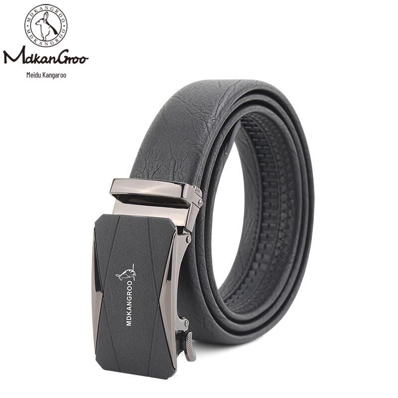 Мужской повседневный черный ремень MDKANGROO из ПУ-кожи с автоматической пряжкой 130cm