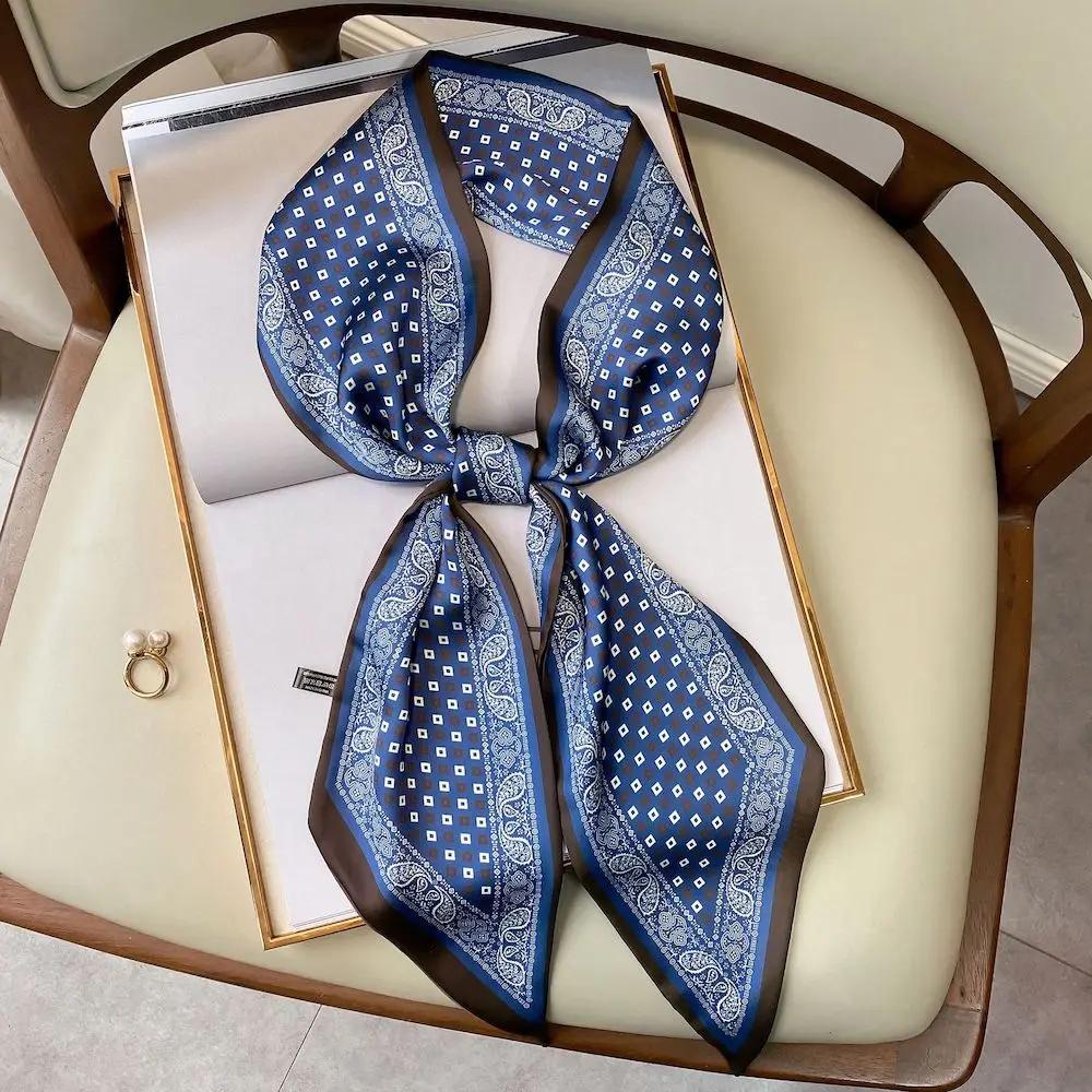 Long Silk Scarf Bag Tie Lady Neck Skinny Scarves Hairband Foulard Horse Print Brand Lady Neckerchief Ribbon  Spring New