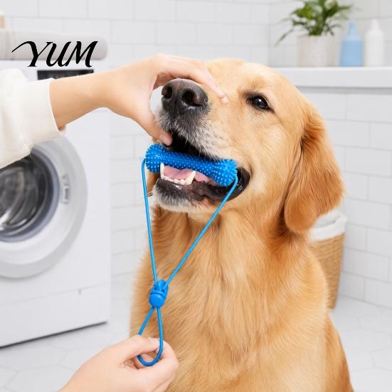 Dog Calculus Remover Tooth Brushing Helper, Pet Dental Prop Chewable Toy, Dual-Action Canine Oral Back Molar Cleaning Toy Care Tool for Teeth,