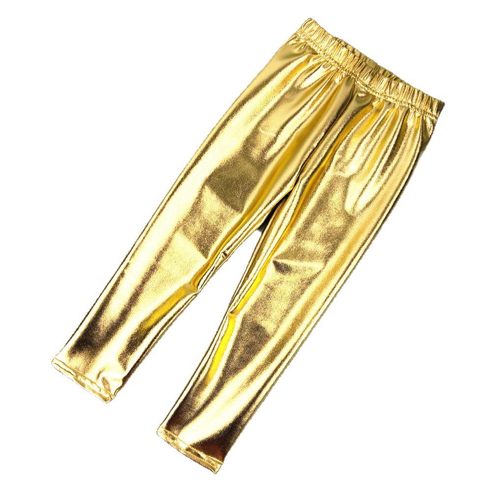 Shiny Girls' Leggings for Ages 3-7: Spring/Autumn Heavy Metal Dance Pants